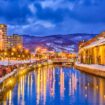 Otaru, Japan historic canals during the winter illumination.