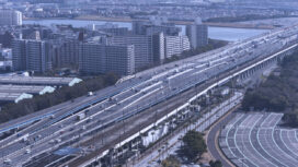 High angle view of Metropolitan Expressway in early morning.