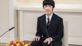 In this photo provided by the Imperial Household Agency of Japan, Japan's Prince Hisahito speaks at his first press conference at the Imperial Palace Monday, March 3, 2025, in Tokyo. (Imperial Household Agency via AP)