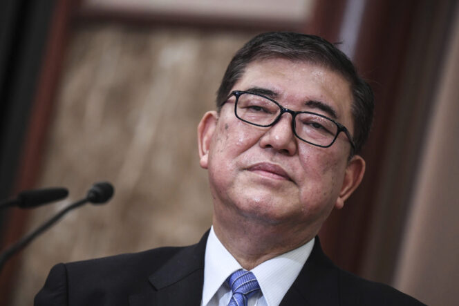 
					Japan's Liberal Democratic Party's leadership election candidate and former Japan's Defense Minister Shigeru Ishiba attends a debate ahead of the LDP's leadership election, in Tokyo Saturday, Sept. 12, 2020. The party plans a vote on Sept. 14 to choose Shinzo Abe's replacement as party chief. (Charly Triballeau/Pool Photo via AP)