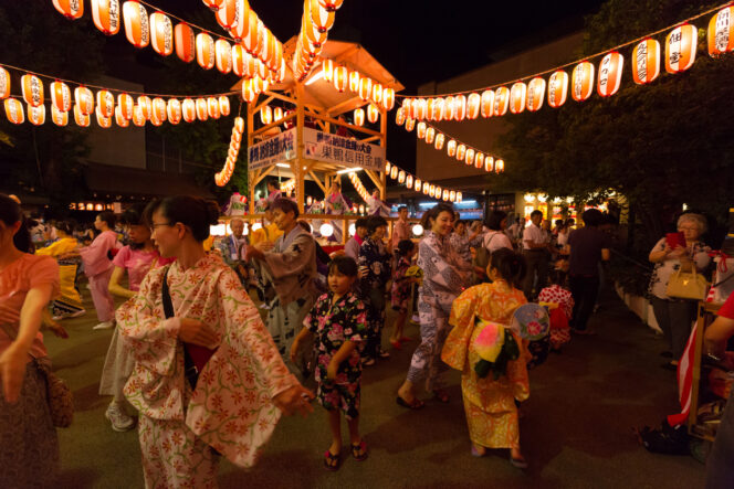 
					Tokyo, Japan - July 29, 2016 : Bon Odori Dancers at the Sugamo Bon Odori Festival in Toshima Ward, Tokyo, Japan. Bon dance, is a style of dancing performed during Obon.