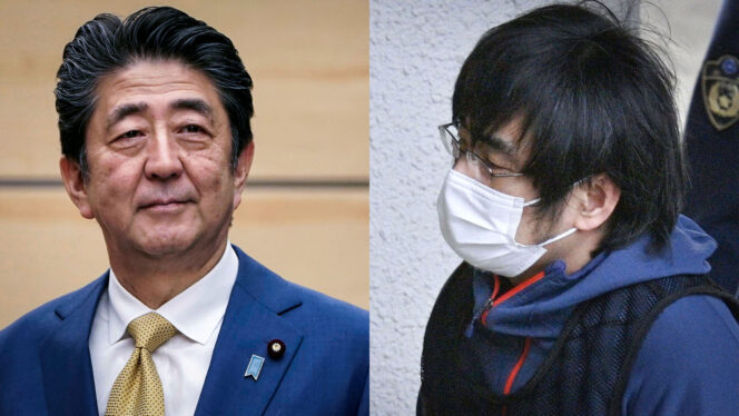 
					FILE PHOTO: Yang Jiechi (left), Politburo member of the Communist Party of China and the country's top diplomat, meets Japanese Prime Minister Shinzo Abe in Tokyo, Japan February 28, 2020.  Kimimasa Mayama/Pool via REUTERS/File Photo