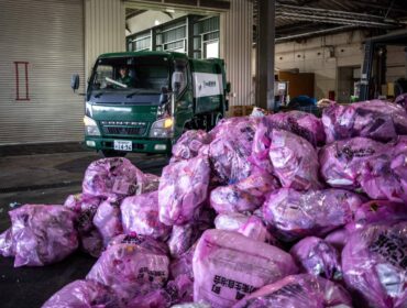 This picture taken on January 15, 2026 shows recycled diapers in a recycling facility in Osaki town, Kagoshima Prefecture. A pilot project, billed as a world first, reuses the main ingredient in nappies to make new ones, offering hopes to ease bloated landfill sites and respond to a growing need for adult diapers in ageing Japan. (Photo by Philip FONG / AFP) / TO GO WITH: Japan-environment-manufacturing-diapers-demographics, FOCUS