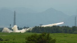 U.S. Marines conduct a live-fire training of the High Mobility Artillery Rocket System, short for HIMARS, at Camp Fuji, in Gotemba, southwest of Tokyo, Wednesday, May 20, 2026. (AP Photo/Hiro Komae)