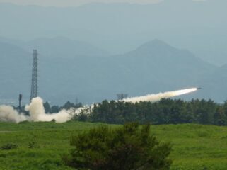 U.S. Marines conduct a live-fire training of the High Mobility Artillery Rocket System, short for HIMARS, at Camp Fuji, in Gotemba, southwest of Tokyo, Wednesday, May 20, 2026. (AP Photo/Hiro Komae)