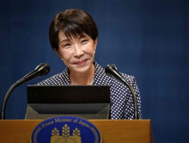 Japan's Prime Minister Sanae Takaichi reacts during a press conference of the G7 summit, in Evian, eastern France, on June 17, 2026. A G7 summit is set to take place June 15 to 17 in the French town of Evian-les-Bains near Switzerland and it will be attended by country leaders as well as the EU's foreign policy chief and ministers from Brazil, Canada, the United Arab Emirates and Turkey. (Photo by Fabrice COFFRINI / AFP)