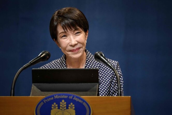 
					Japan's Prime Minister Sanae Takaichi reacts during a press conference of the G7 summit, in Evian, eastern France, on June 17, 2026. A G7 summit is set to take place June 15 to 17 in the French town of Evian-les-Bains near Switzerland and it will be attended by country leaders as well as the EU's foreign policy chief and ministers from Brazil, Canada, the United Arab Emirates and Turkey. (Photo by Fabrice COFFRINI / AFP)