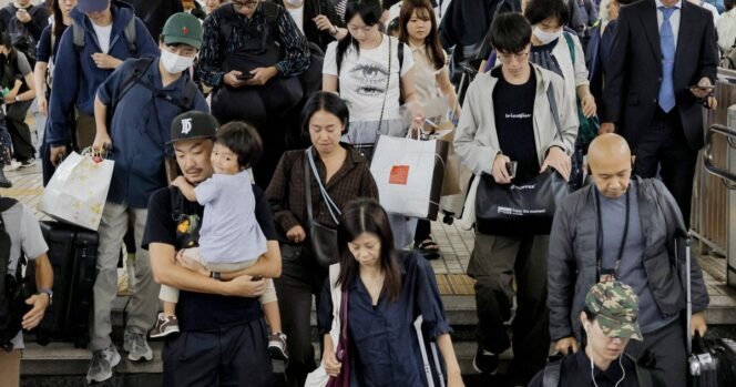 
					This photo shows a crowded Tokyo Station on the last day of the Silver Week holidays on Sept. 23, 2026. (Kyodo)