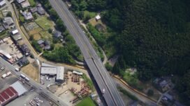 An aerial view shows the damaged Kyushu Expressway, after an earthquake with a magnitude of 7.1 struck southern Kumamoto Prefecture, in Yatsushiro, Kumamoto Prefecture, on July 29.  Image: Asia Air Survey & Aero Toyota/via REUTERS