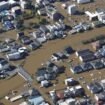Photo shows a flooded residential area in Sakura in Chiba Prefecture on Tuesday. Image: Kyodo